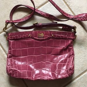Coach Pink embossed crocodile leather crossbody